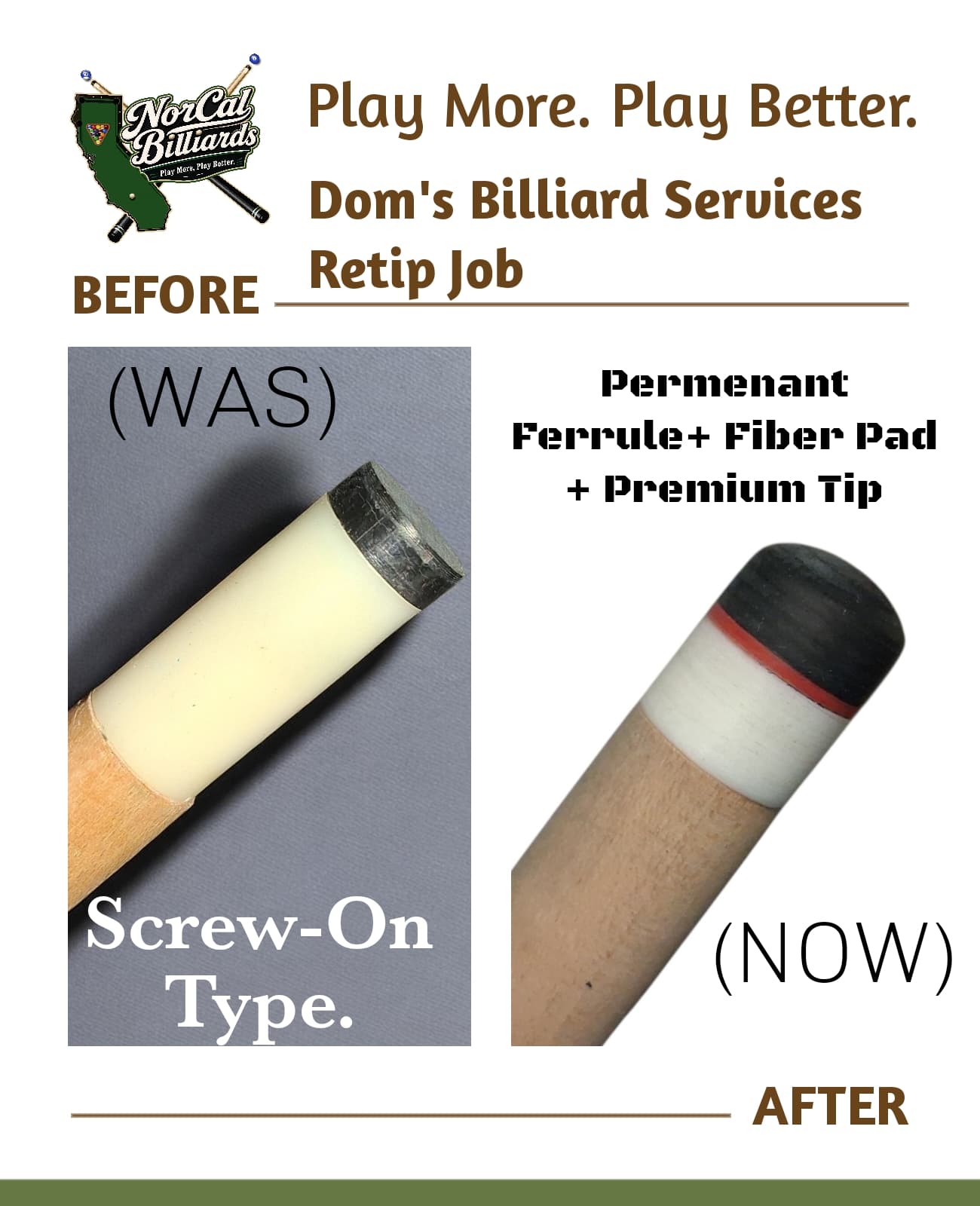 Pool Cue Retip Job — After